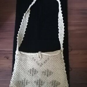 Vintage Cotton Macrame Purse, Shoulder Purse Bag, Proart Corp
